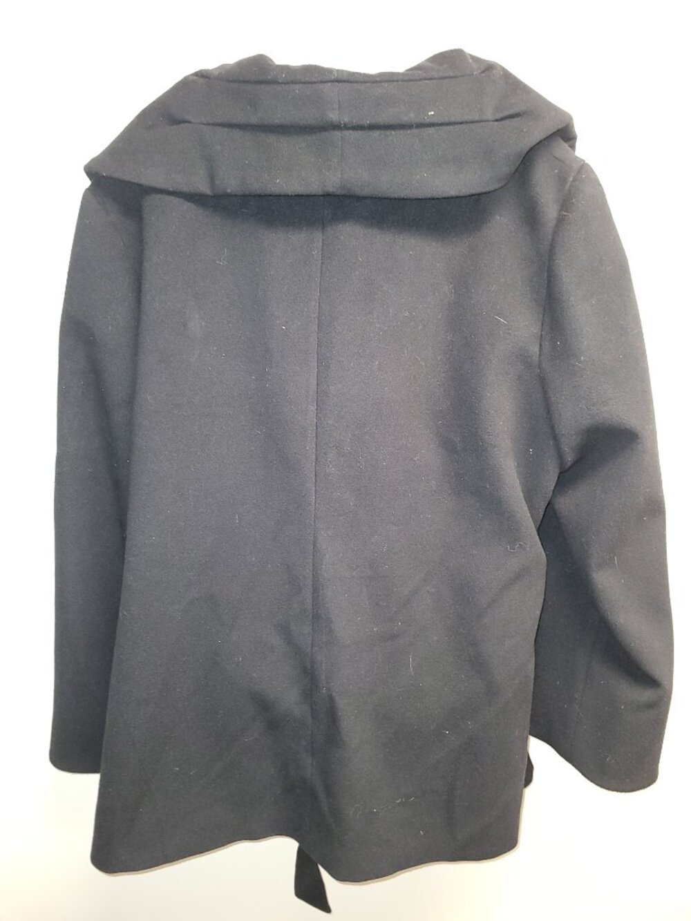 Cleo Black Wool Blend Belted Pea Coat Jacket Size 18 Shawl Collar Classic Winter - Picture 3 of 13